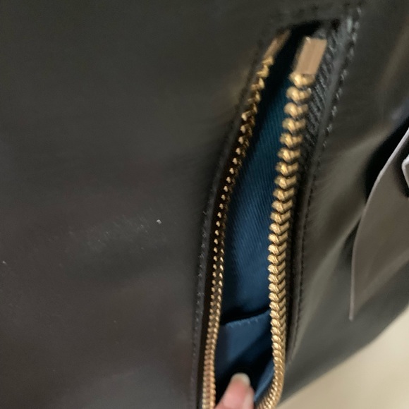 Designer Brian Atwood Leather AHAVEN Tassel Zip Pocket BLACK Tote Hand Bag NWT - Picture 7 of 13